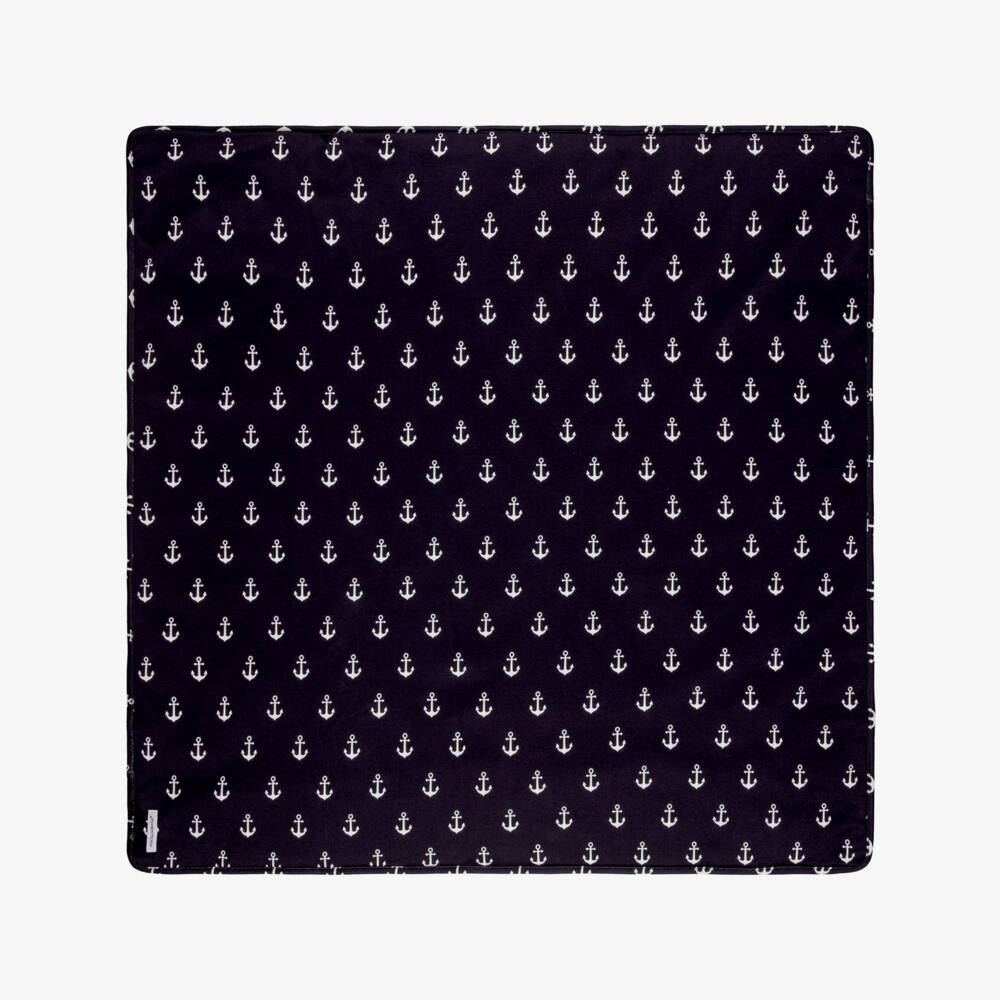Dolce & Gabbana-White & Navy Blue Padded Blanket with Nautical Print (74cm) | Childrensalon