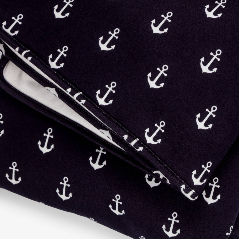 Dolce & Gabbana-White & Navy Blue Padded Blanket with Nautical Print (74cm) | Childrensalon