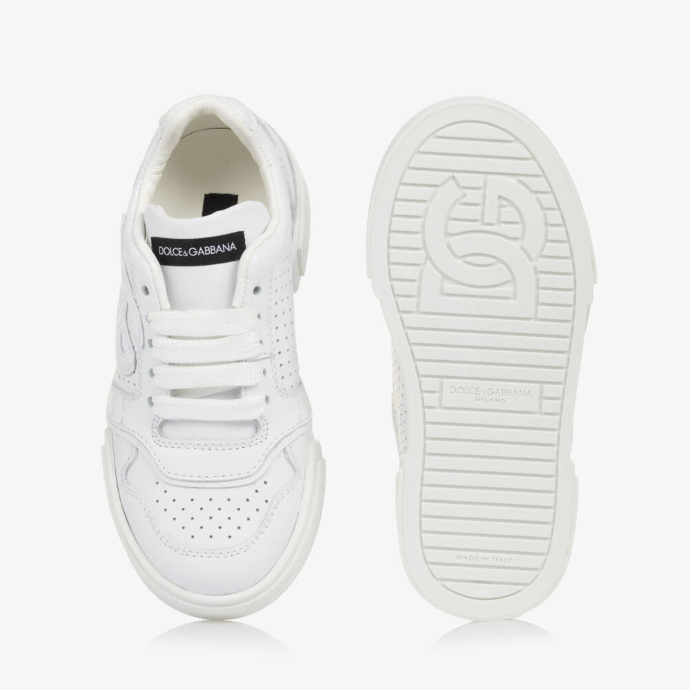 Dolce & Gabbana-White New Roma Leather Trainers | Childrensalon