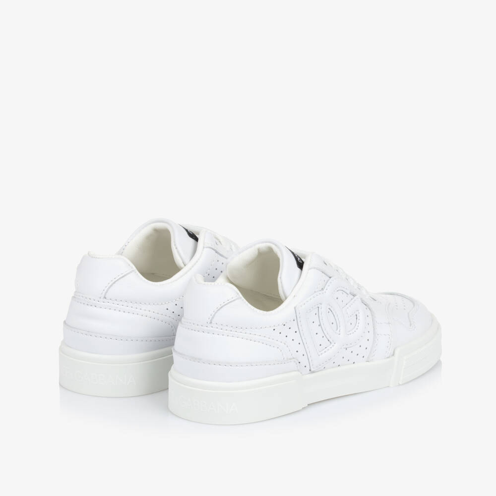 Dolce & Gabbana-White New Roma Leather Trainers | Childrensalon
