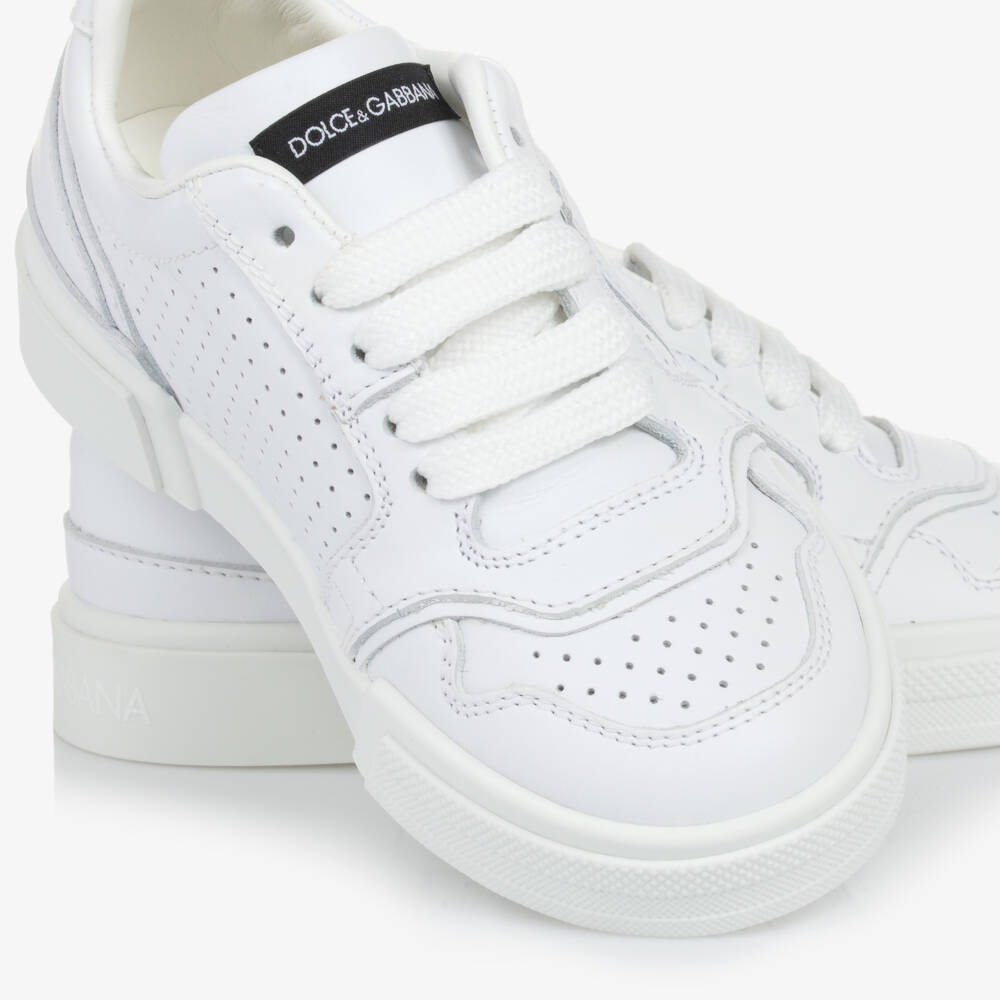 Dolce & Gabbana-White New Roma Leather Trainers | Childrensalon