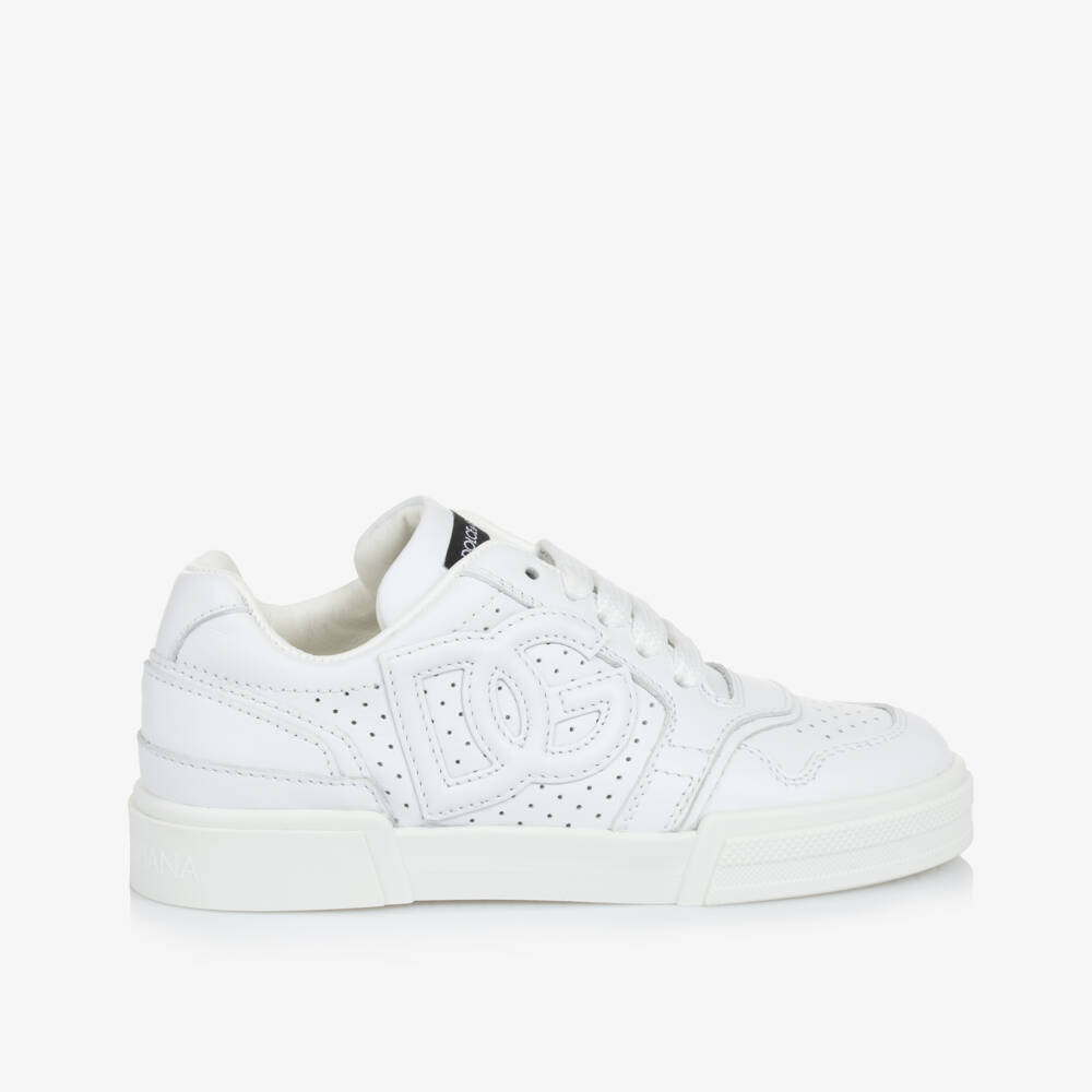 Dolce & Gabbana-White New Roma Leather Trainers | Childrensalon