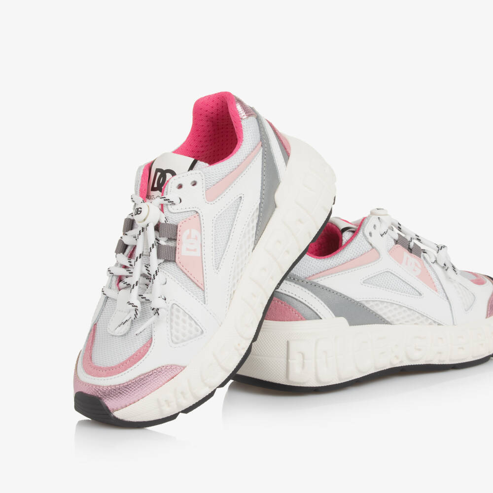 Dolce & Gabbana-حذاء رياضي شبك لون زهري وأبيض  | Childrensalon