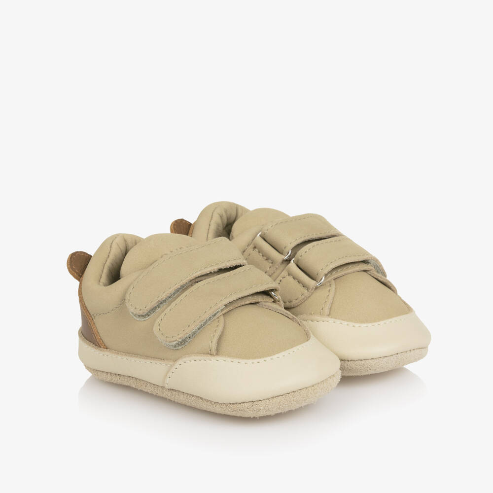 Donsje-حذاء جلد لمرحلة قبل المشي لون بيج للأولاد الرضع | Childrensalon