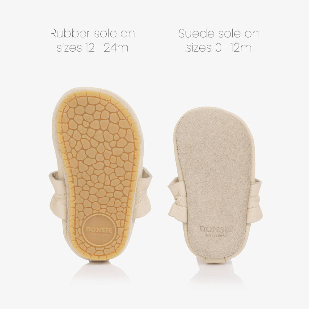 Donsje-Baby Girls Ivory Leather Ballerina Pre-Walker Shoes | Childrensalon