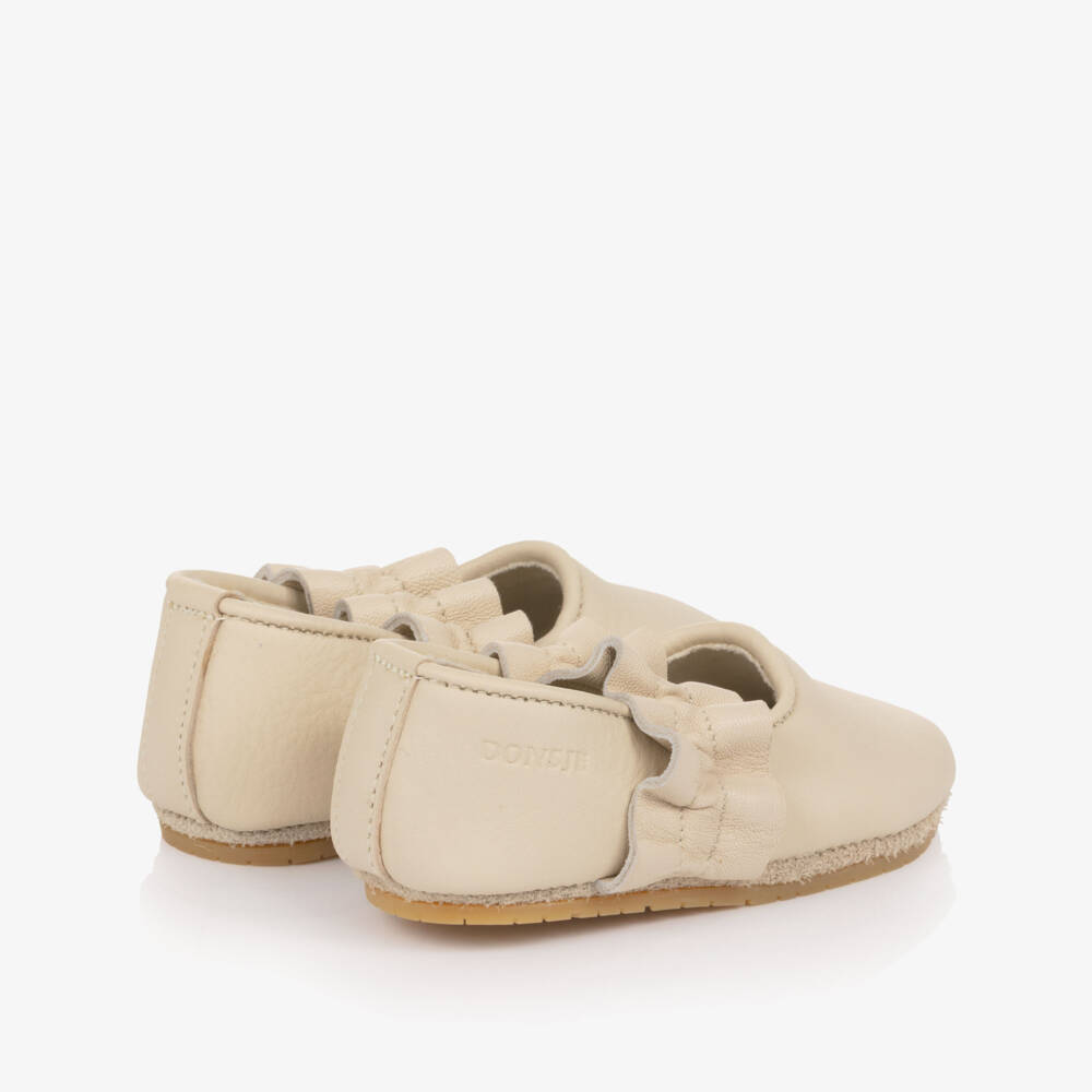 Donsje-حذاء باليرينا جلد لون عاجي للبنات الرضع | Childrensalon