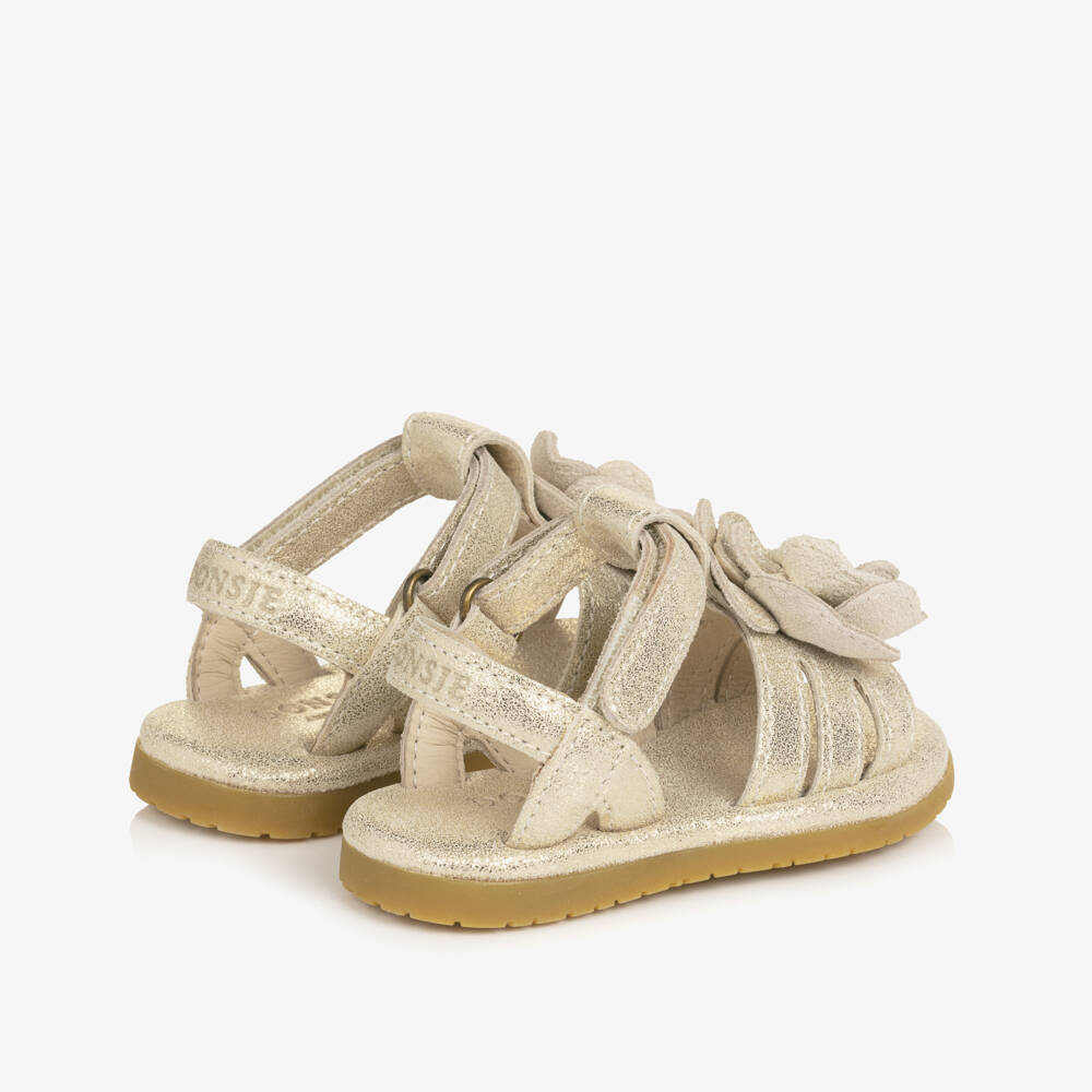 Donsje-Baby Girls Metallic Silver Leather First Walker Sandals | Childrensalon