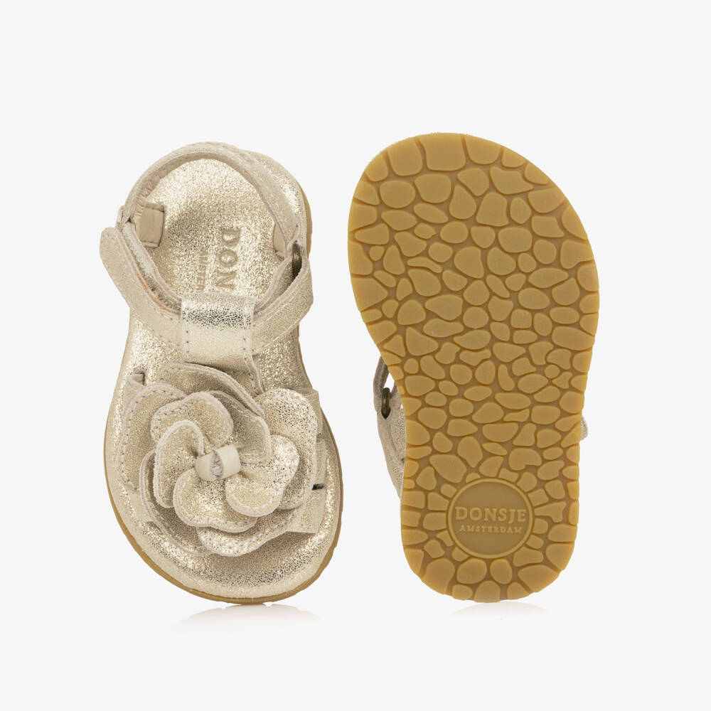 Donsje-Baby Girls Metallic Silver Leather First Walker Sandals | Childrensalon