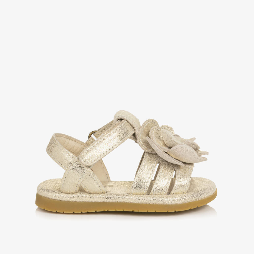 Donsje-Baby Girls Metallic Silver Leather First Walker Sandals | Childrensalon