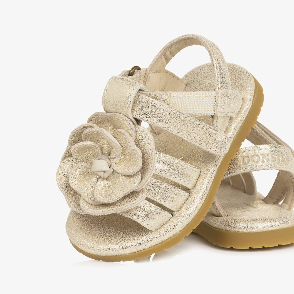 Donsje-Baby Girls Metallic Silver Leather First Walker Sandals | Childrensalon