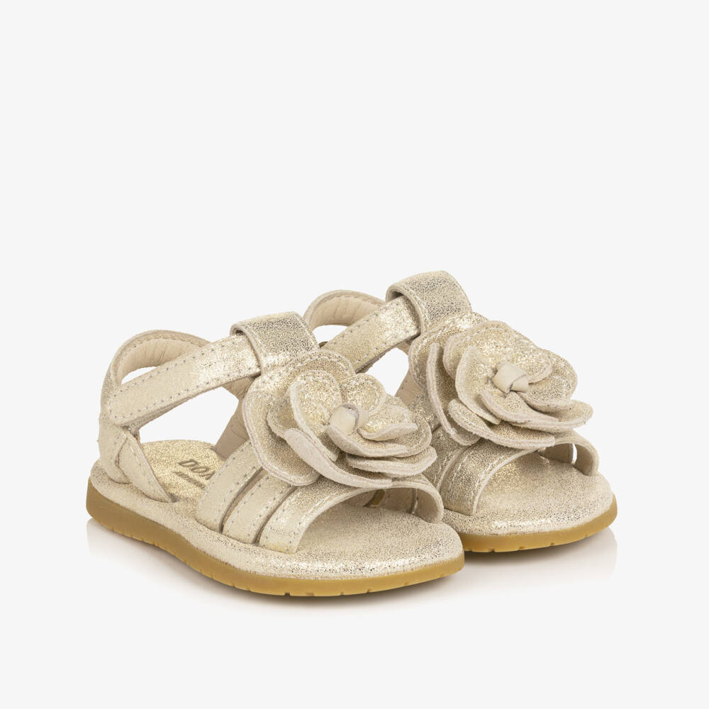 Donsje-Baby Girls Metallic Silver Leather First Walkers Sandals | Childrensalon