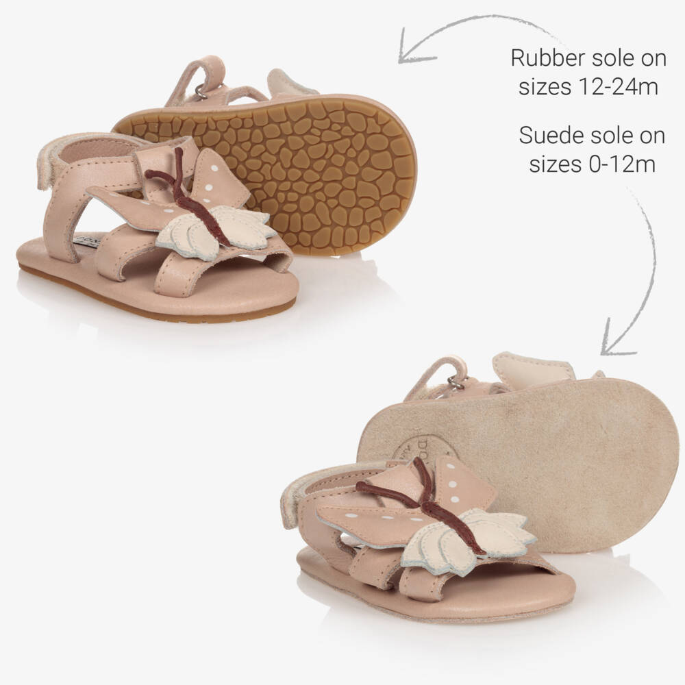 Donsje-صندل جلد مزين بفراشات لون زهري للمولودات | Childrensalon