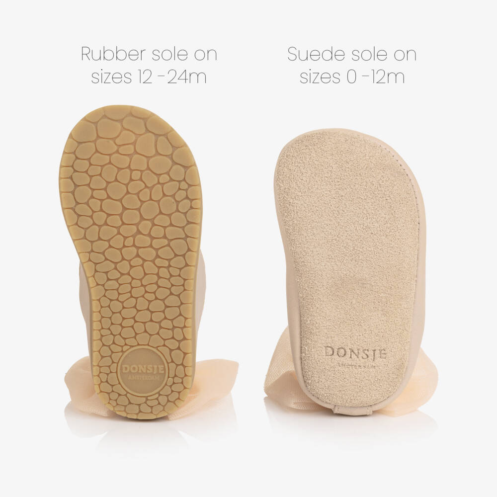 Donsje-Baby Girls Pink Leather Pre-Walkers with Tulle Bow | Childrensalon