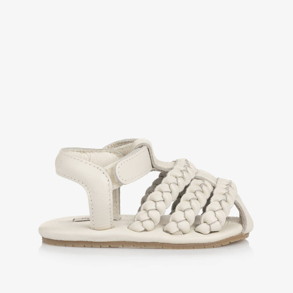 Donsje-Baby Girls Plaited White Leather Pre-Walkers | Childrensalon