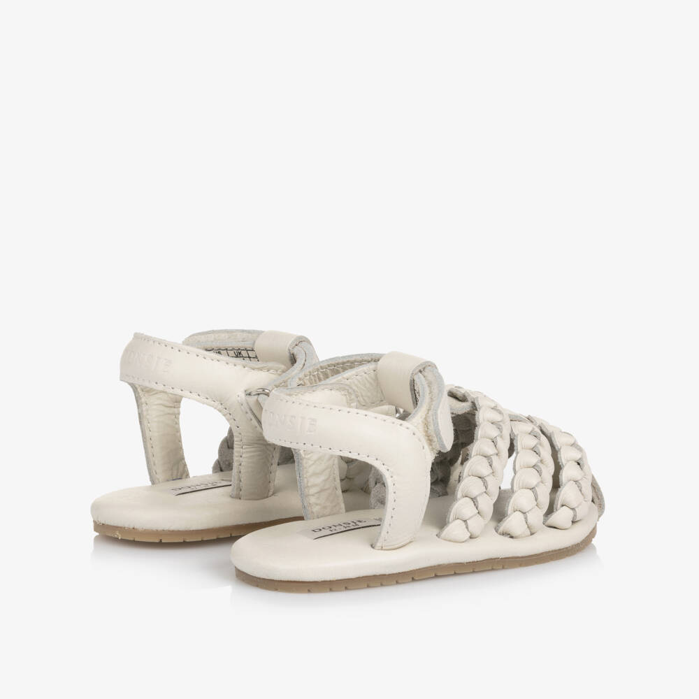 Donsje-Baby Girls Plaited White Leather Pre-Walkers | Childrensalon