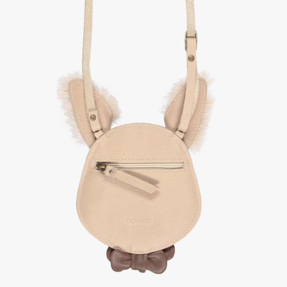 Donsje-Beige Bunny Leather Shoulder Bag (12cm) | Childrensalon