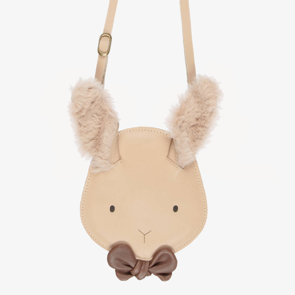 Donsje-Beige Bunny Leather Shoulder Bag (12cm) | Childrensalon