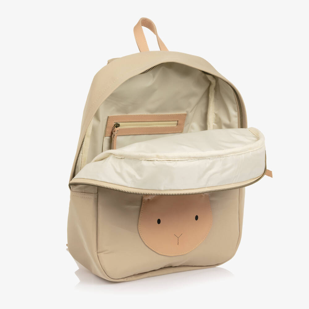 Donsje-Beige Fluffy Bunny Backpack (34cm) | Childrensalon