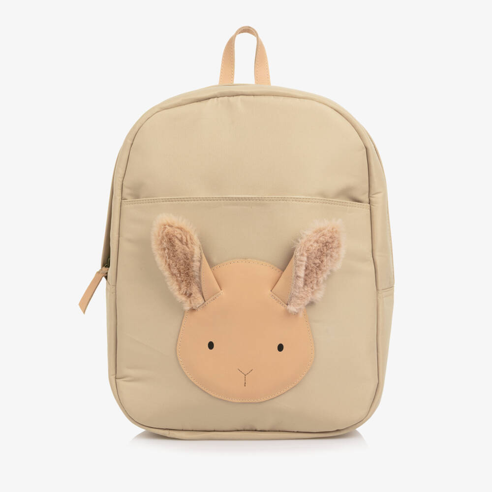 Donsje-Beige Fluffy Bunny Backpack (34cm) | Childrensalon