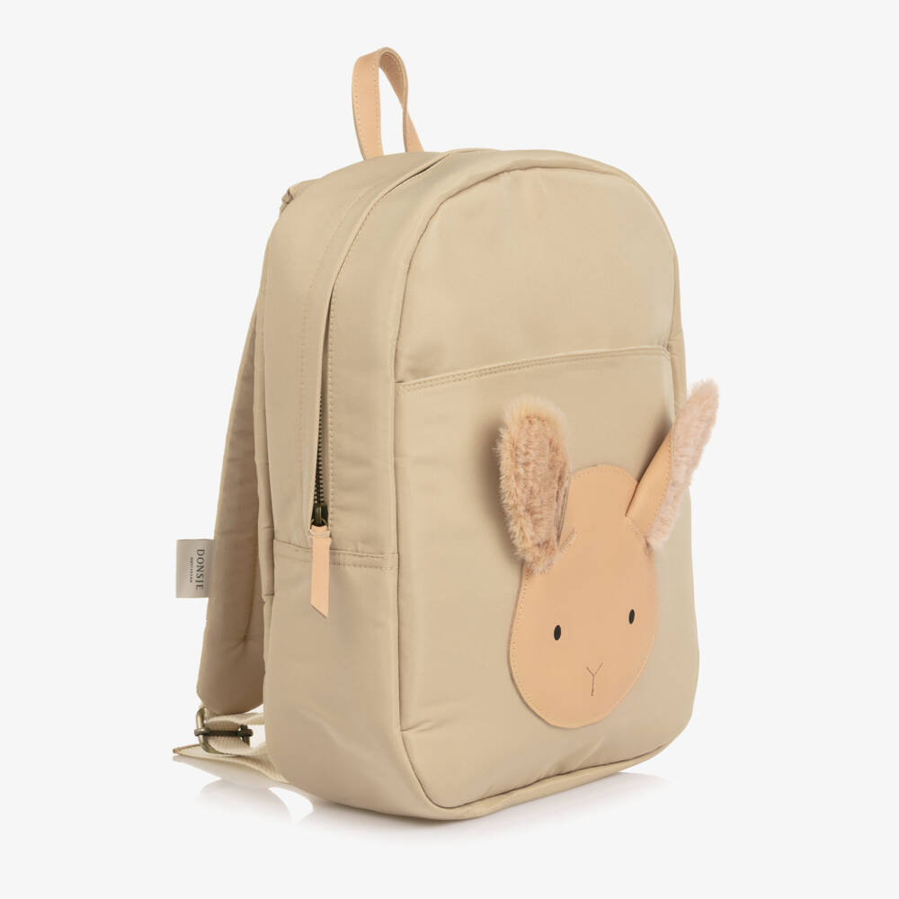 Donsje-Beige Fluffy Bunny Backpack (34cm) | Childrensalon
