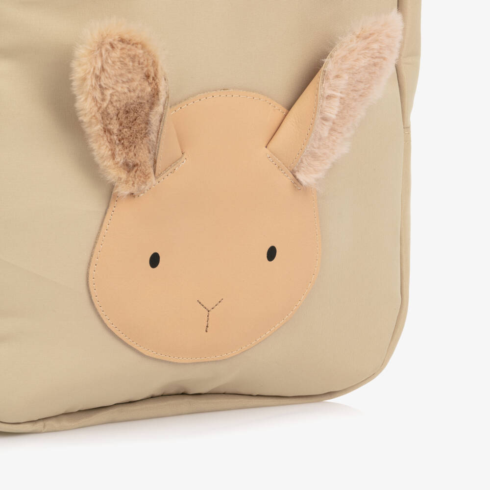 Donsje-Beige Fluffy Bunny Backpack (34cm) | Childrensalon