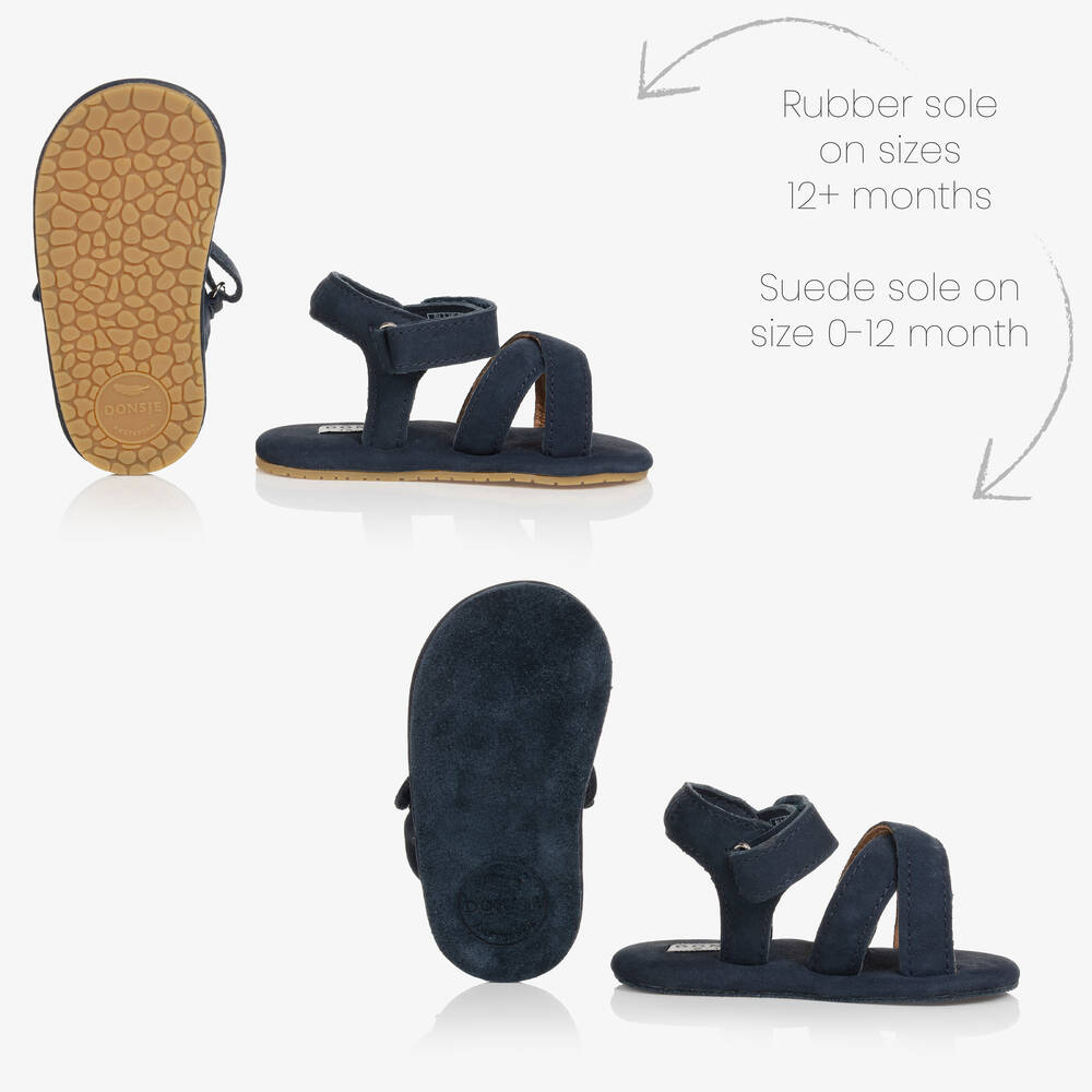 Donsje-صندل جلد شامواه لون أزرق للأطفال | Childrensalon