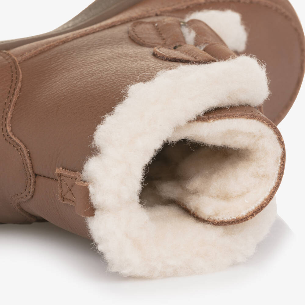 Donsje-Ботинки Clenn коричневые из кожи с овечьей подкладкой для мальчиков | Childrensalon