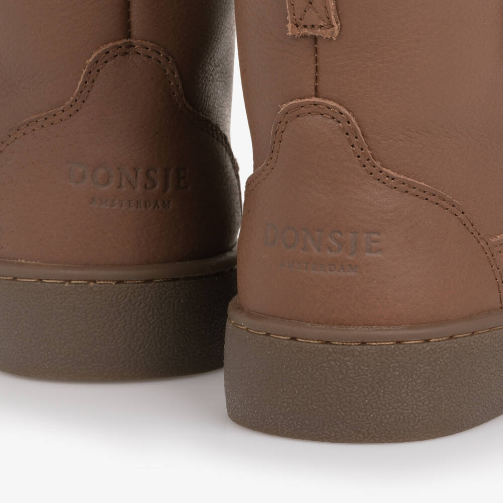 Donsje-Ботинки Clenn коричневые из кожи с овечьей подкладкой для мальчиков | Childrensalon