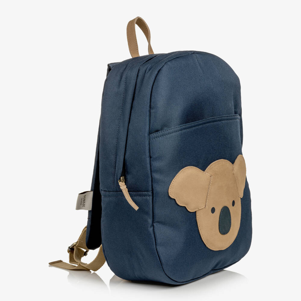 Donsje-Boys Navy Blue Koala Backpack (36cm) | Childrensalon