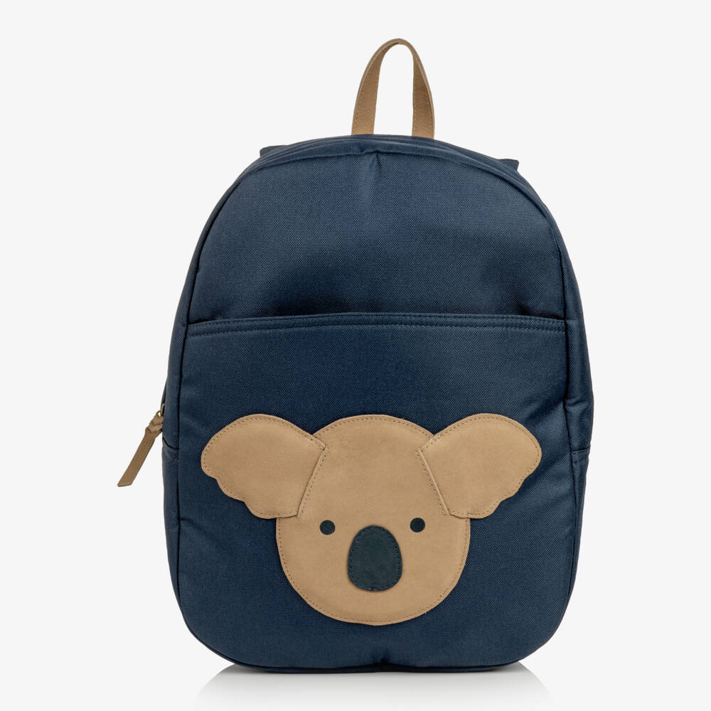 Donsje-Boys Navy Blue Koala Backpack (36cm) | Childrensalon