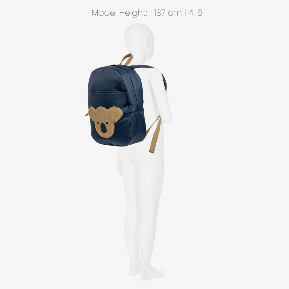 Donsje-Boys Navy Blue Koala Backpack (36cm) | Childrensalon