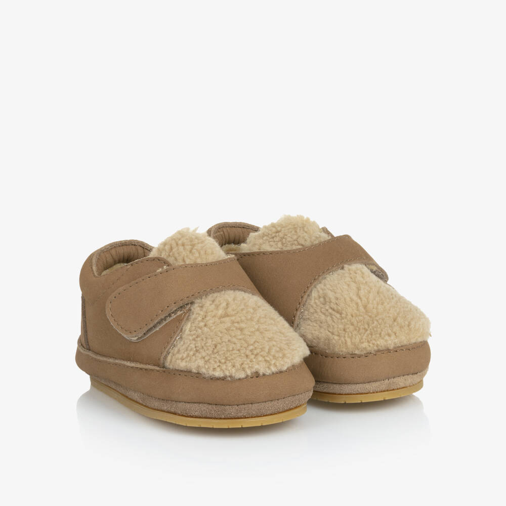Donsje-Brown Alpaca Nubuck Leather Pre-Walker Shoes | Childrensalon