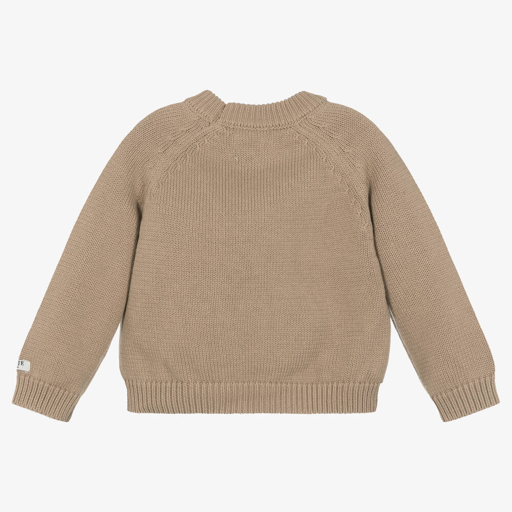 Donsje-Brown Cotton Teddy Bear Sweater | Childrensalon