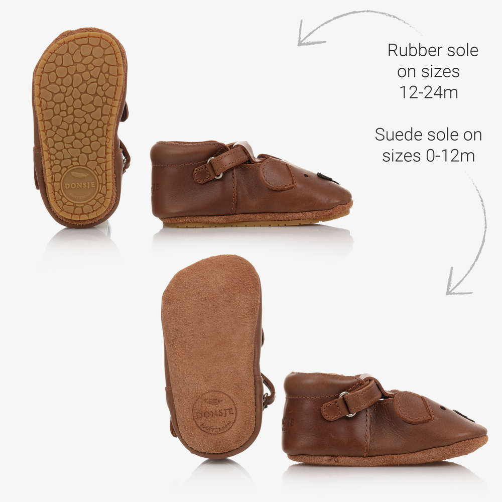 Donsje-Brown Leather Baby Shoes | Childrensalon
