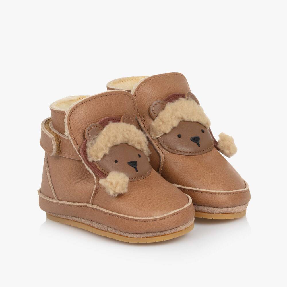 Donsje-Brown Leather Christmas Bear Pre-Walkers | Childrensalon