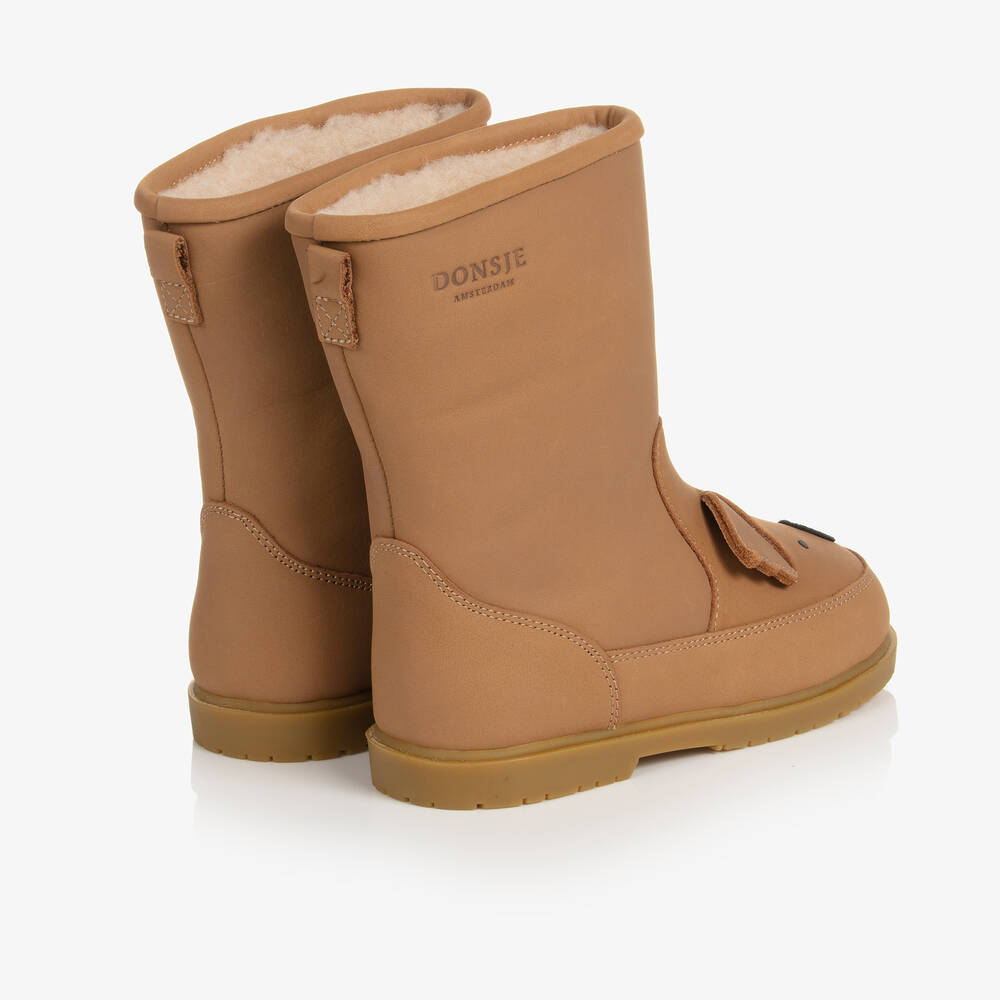 Donsje-Brown Leather Koala Boots | Childrensalon