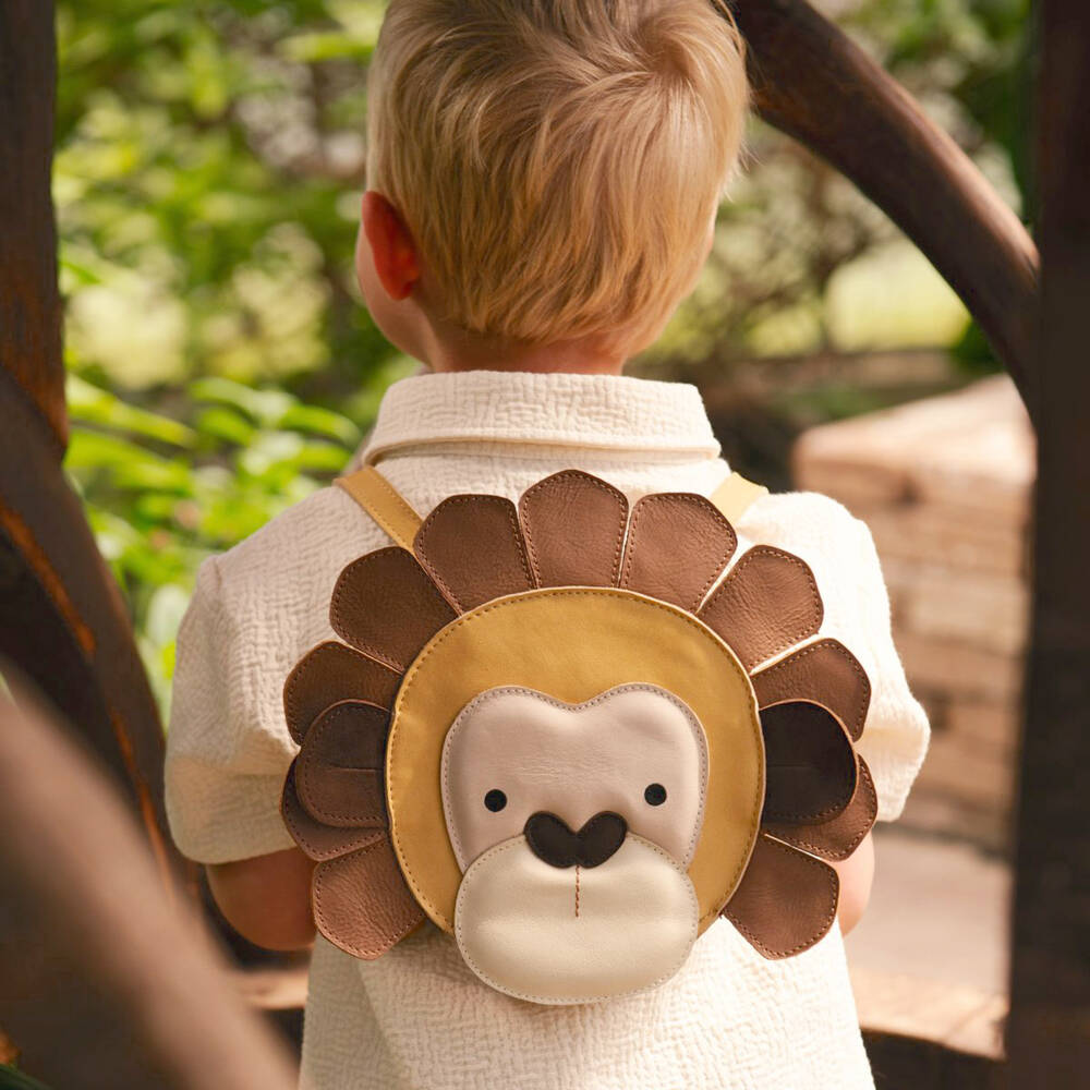 Donsje-Brown Leather Orangutan Backpack (14cm) | Childrensalon