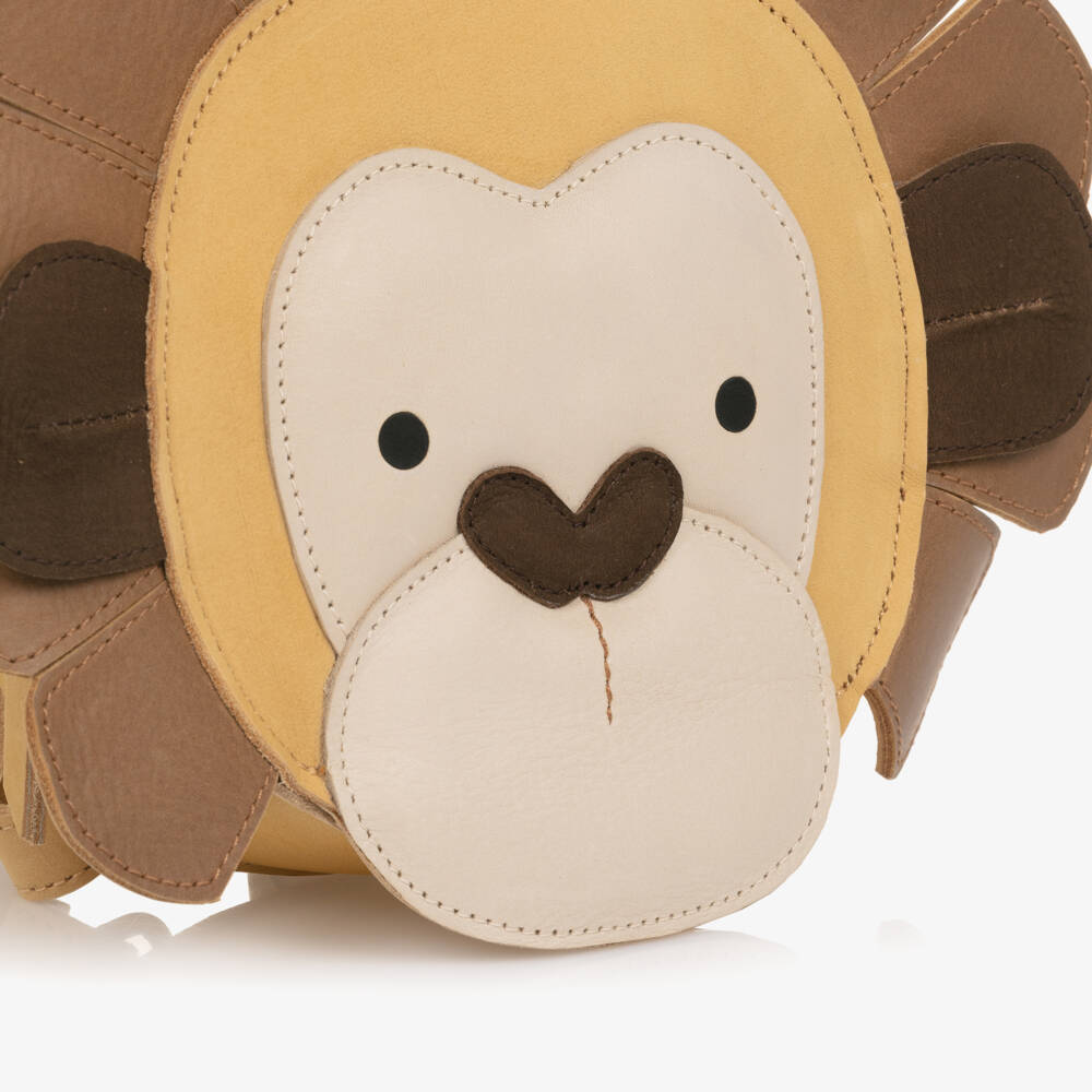 Donsje-Brown Leather Orangutan Backpack (14cm) | Childrensalon