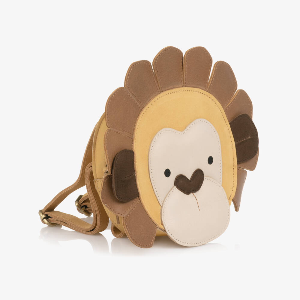 Donsje-Brown Leather Orangutan Backpack (14cm) | Childrensalon