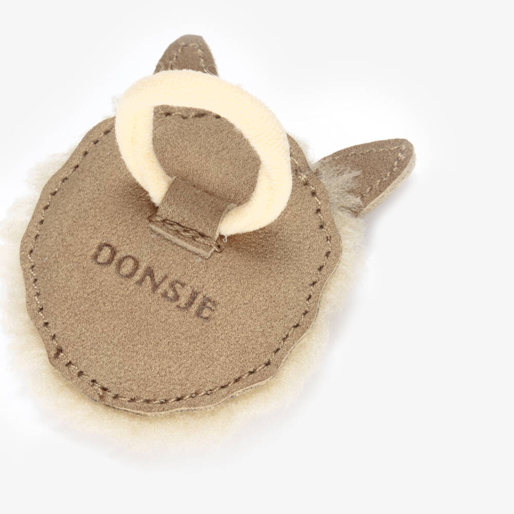 Donsje-Girls Beige Faux Fur Alpaca Hair Elastic (5cm) | Childrensalon
