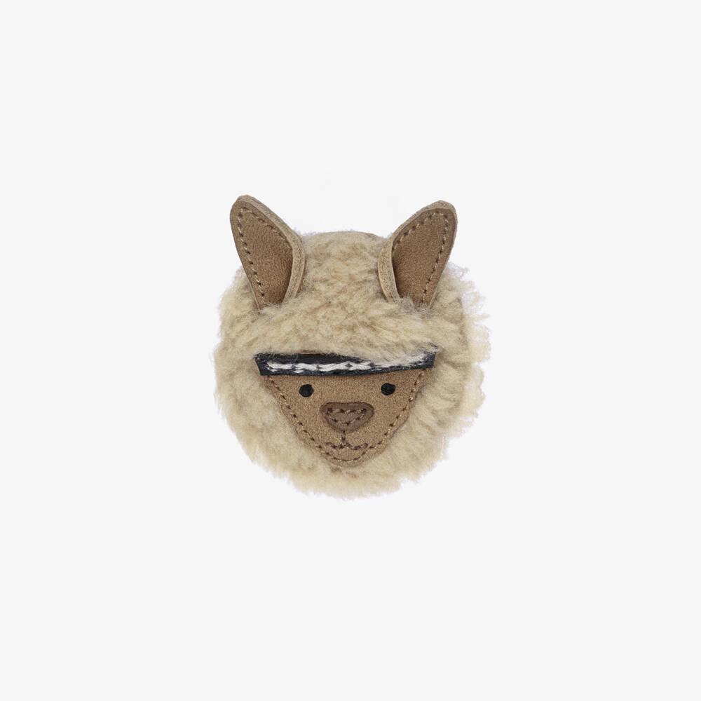 Donsje-Girls Beige Faux Fur Alpaca Hair Elastic (5cm) | Childrensalon