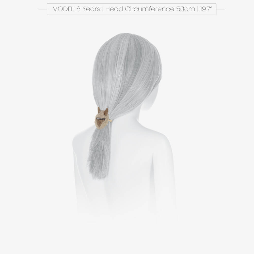 Donsje-Girls Beige Faux Fur Alpaca Hair Elastic (5cm) | Childrensalon