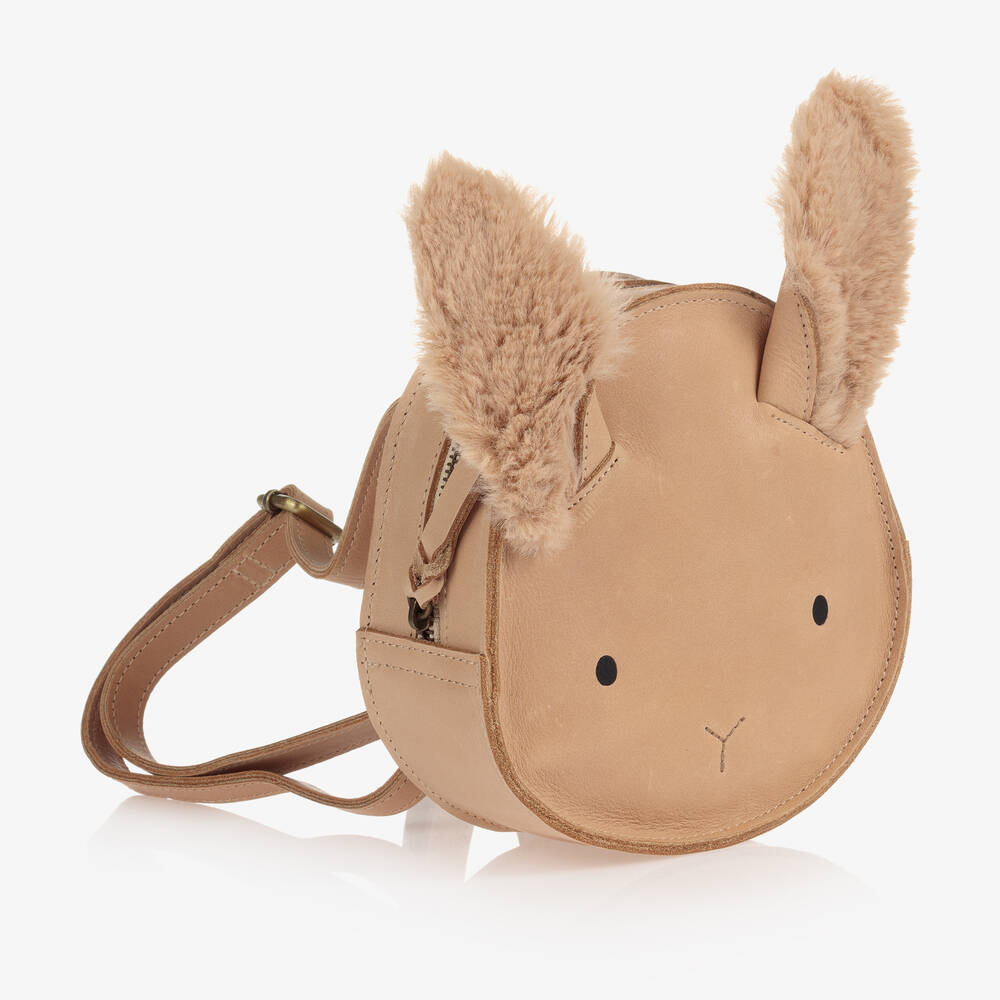 Donsje-Бежевый кожаный рюкзак Кролик (15см) | Childrensalon