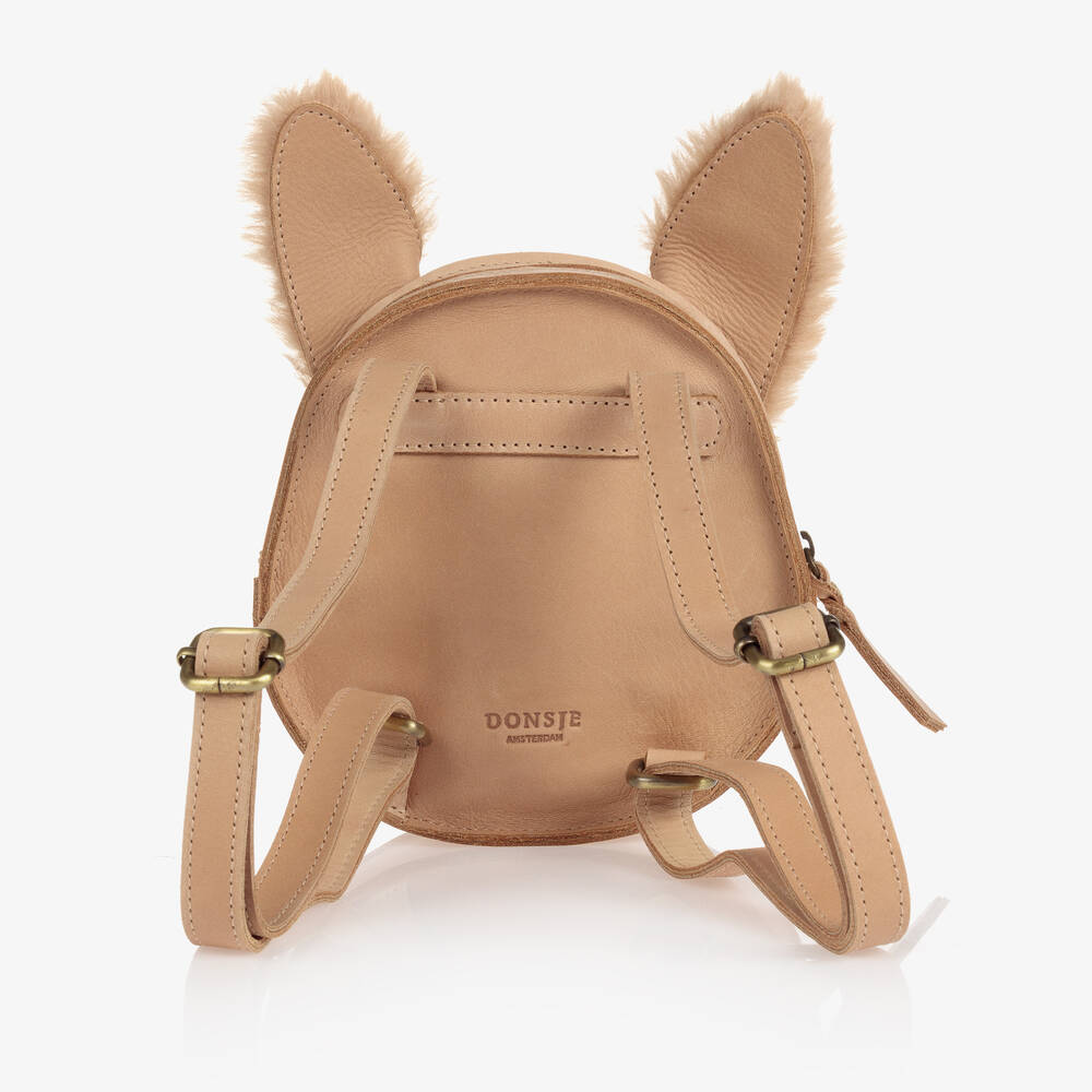 Donsje-Бежевый кожаный рюкзак Кролик (15см) | Childrensalon