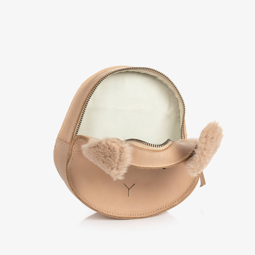 Donsje-Бежевый кожаный рюкзак Кролик (15см) | Childrensalon