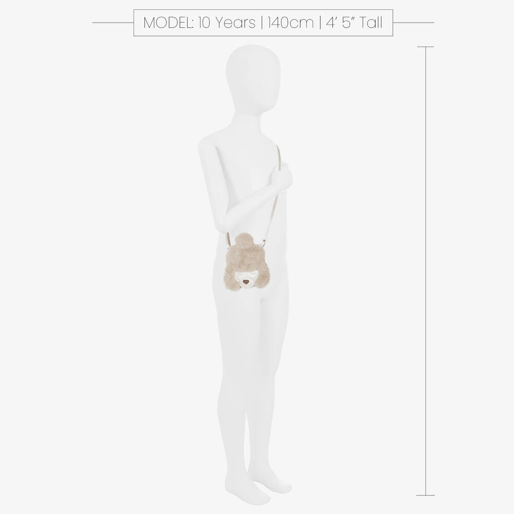Donsje-Girls Beige Leather Poodle Purse (17cm) | Childrensalon