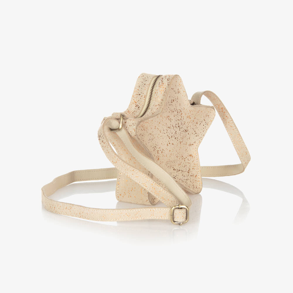 Donsje-Сумка бежевая через плечо в форме звезды из замши для девочек (17см) | Childrensalon