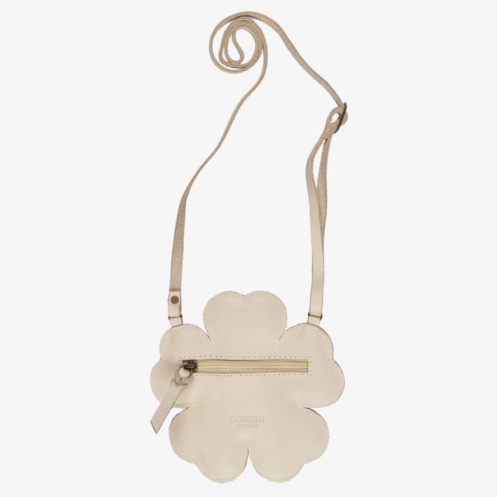 Donsje-Girls Cream Leather Buttercup Purse (14cm) | Childrensalon