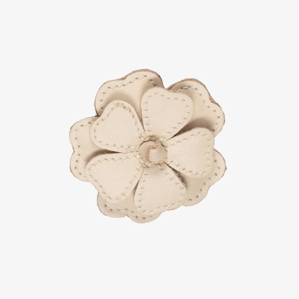 Donsje-مشبك شعر بوردة جلد لون كريمي للبنات (5 سم) | Childrensalon