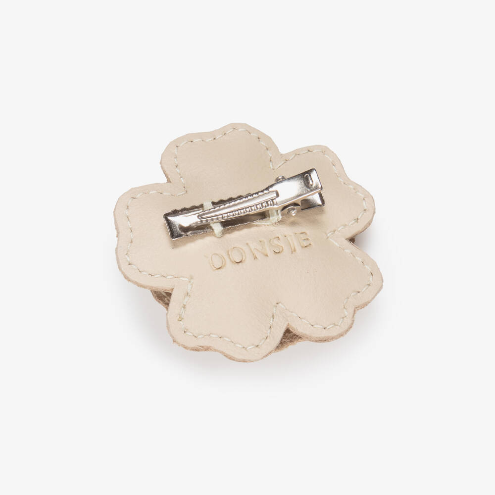 Donsje-مشبك شعر بوردة جلد لون كريمي للبنات (5 سم) | Childrensalon